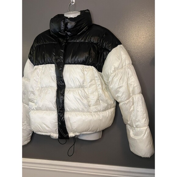 H&M Divided Puffer Jacket Womens Large Winter Coat Colorblock Quilted Insulated - Picture 3 of 9